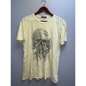 Y2K Quiksilver Skull Shirt Hawaiian Babe Premium Collection Yellow Tee 2000s S